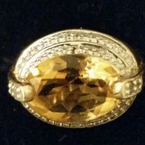 *LADIES GOLD OVER SILVER CITRINE RING (7)*